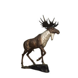 Đúc kim loại kích thước cuộc sống Deer Lawn Ornaments / Bronze Deer điêu khắc