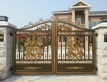 Biệt thự Electroplated Cast Iron Gates / Courtyard Metal Driveway Gates