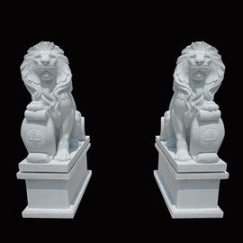White Garden Cast Iron Decor Chạm khắc Đá Cặp Động vật Sư tử Đánh bóng Hoàn thiện